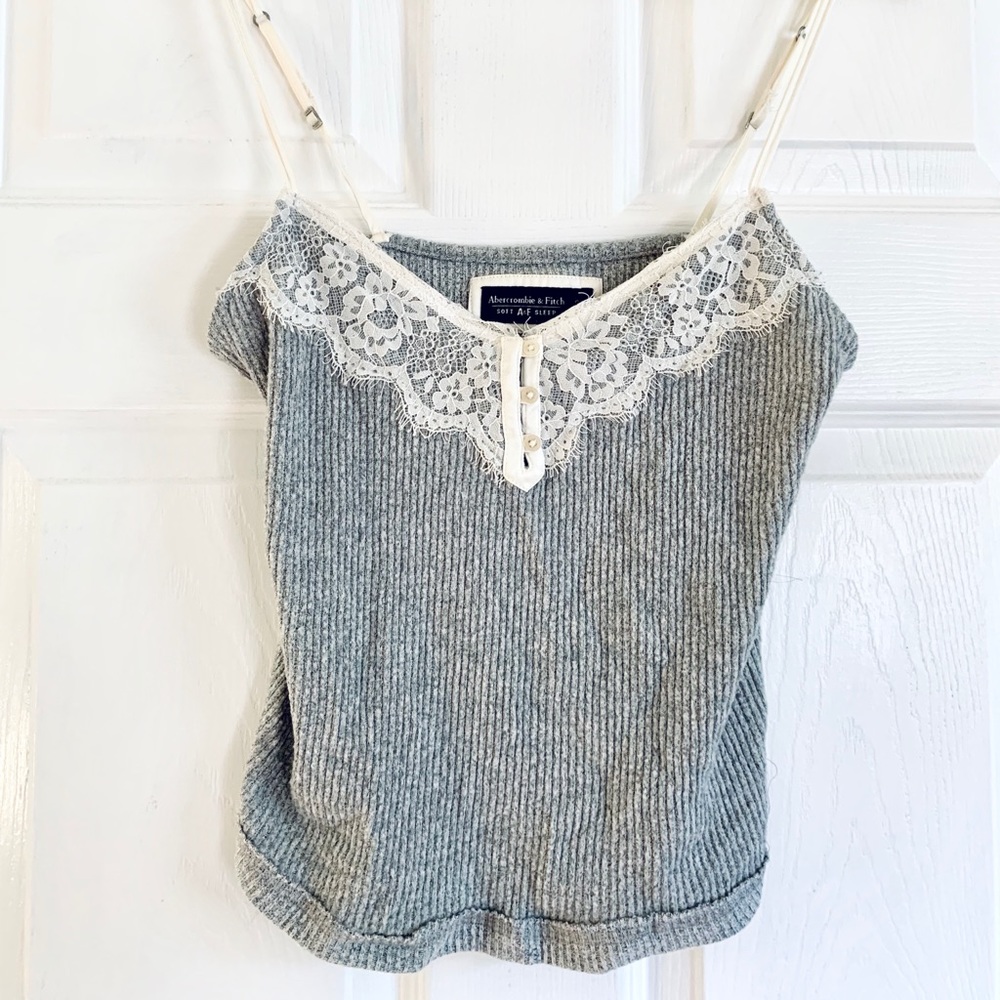 NWOT A&F Soft Sleep Knit Lace Crop Cami